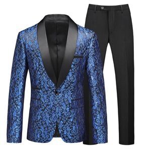 Men’s Slim Fitting Paisley 2Piece Suit Tuxedo Shawl Lapel Jacket 36 Pants 31 NWT